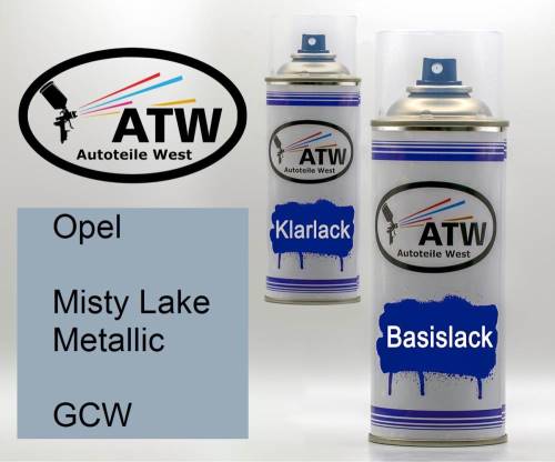 Opel, Misty Lake Metallic, GCW: 400ml Sprühdose + 400ml Klarlack - Set, von ATW Autoteile West.